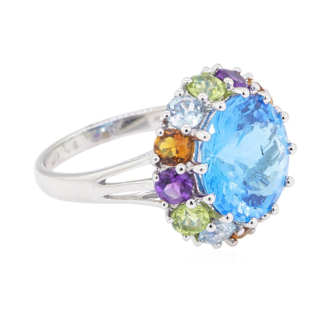 8.16 ctw Multi-Color Semi-Precious Gemstone Ring - 14KT White Gold