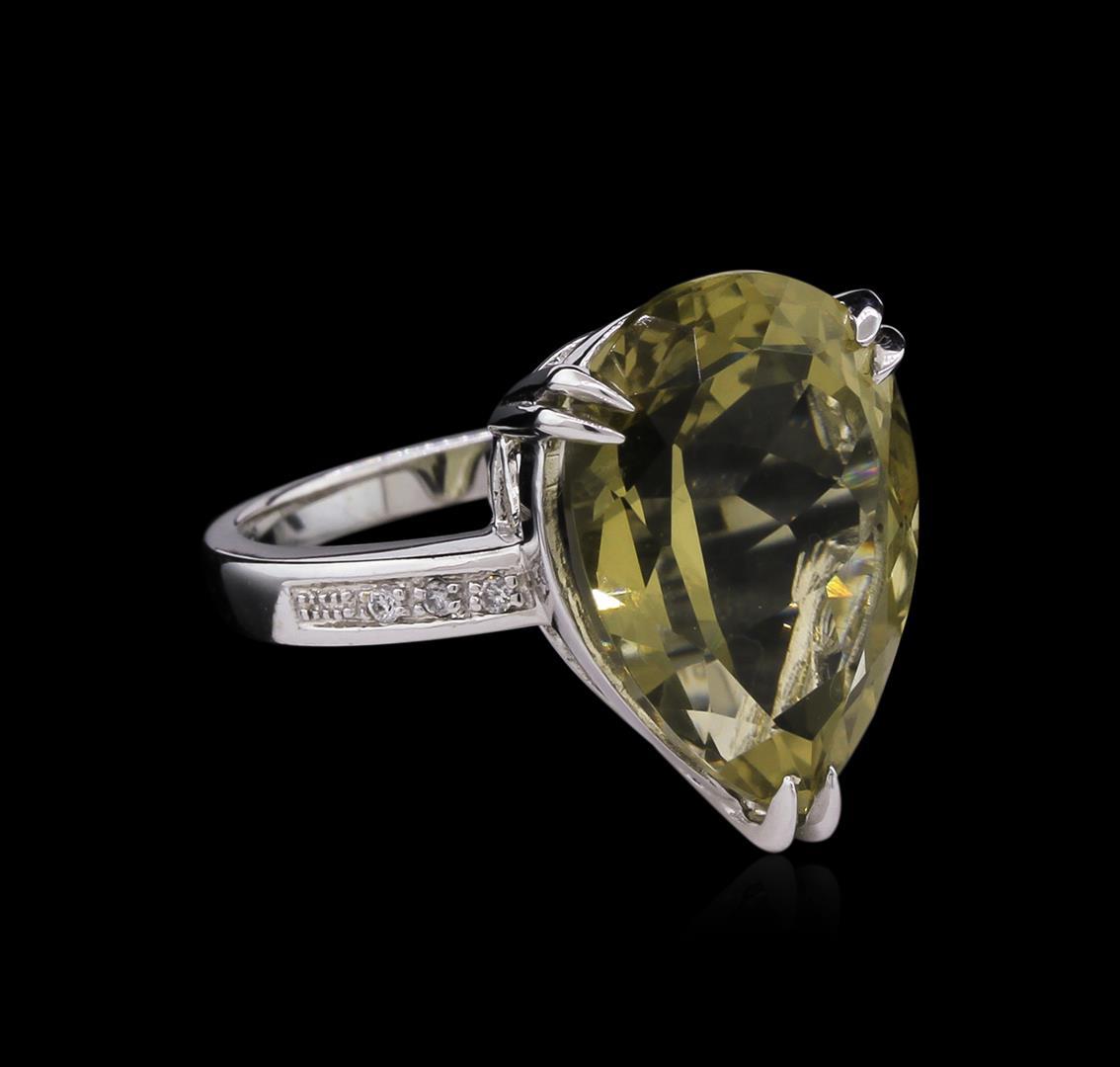 11.60 ctw Lemon Quartz and Diamond Ring - 14KT White Gold