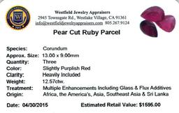 12.57 ctw Pear Mixed Ruby Parcel