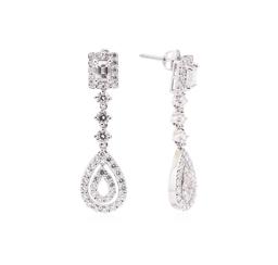 3.70 ctw Diamond Earrings - 14KT White Gold