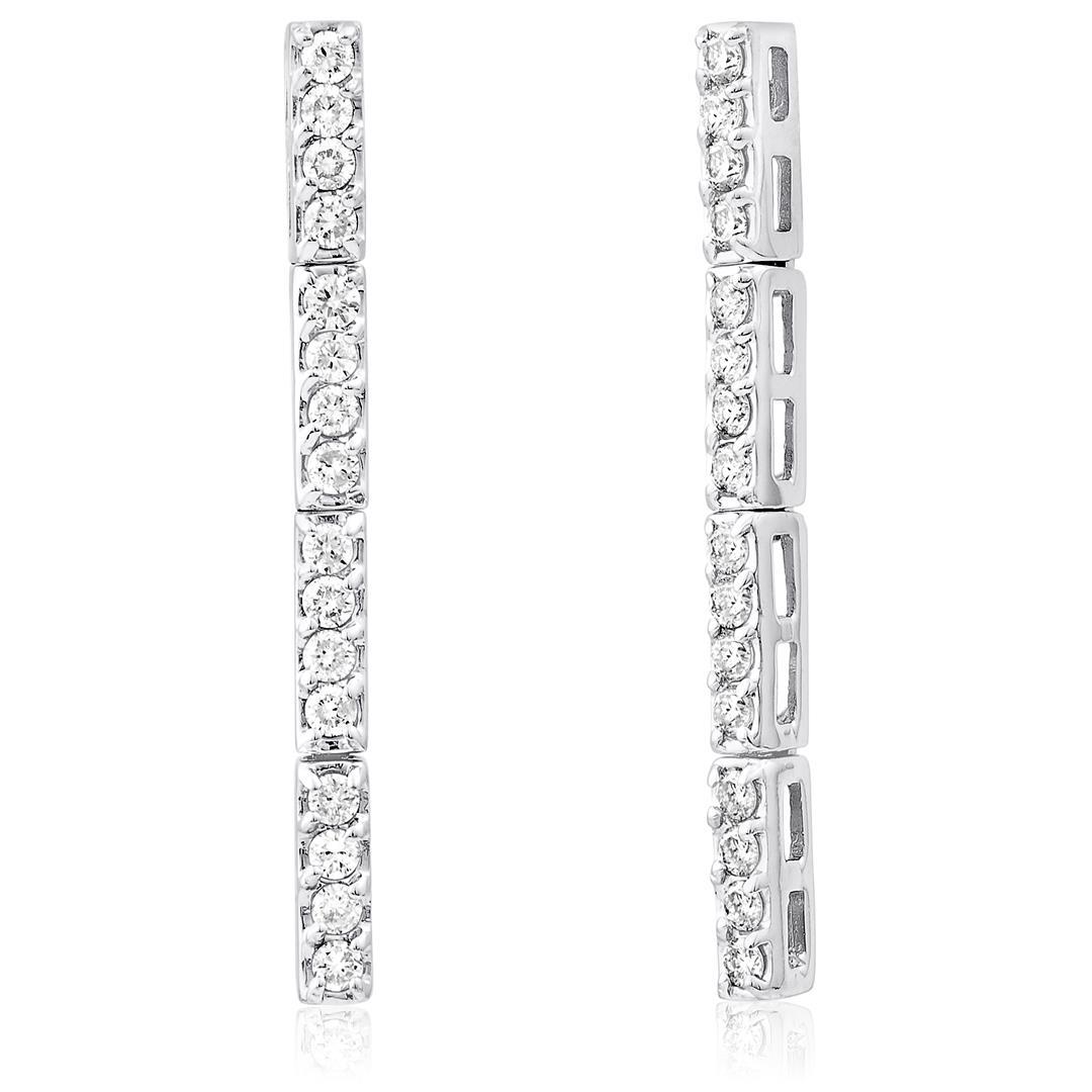 14k White Gold 1.25CTW Diamond Earrings, (H)