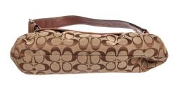 Coach Brown Monogram Canvas Leather Trim Shoulder Bag