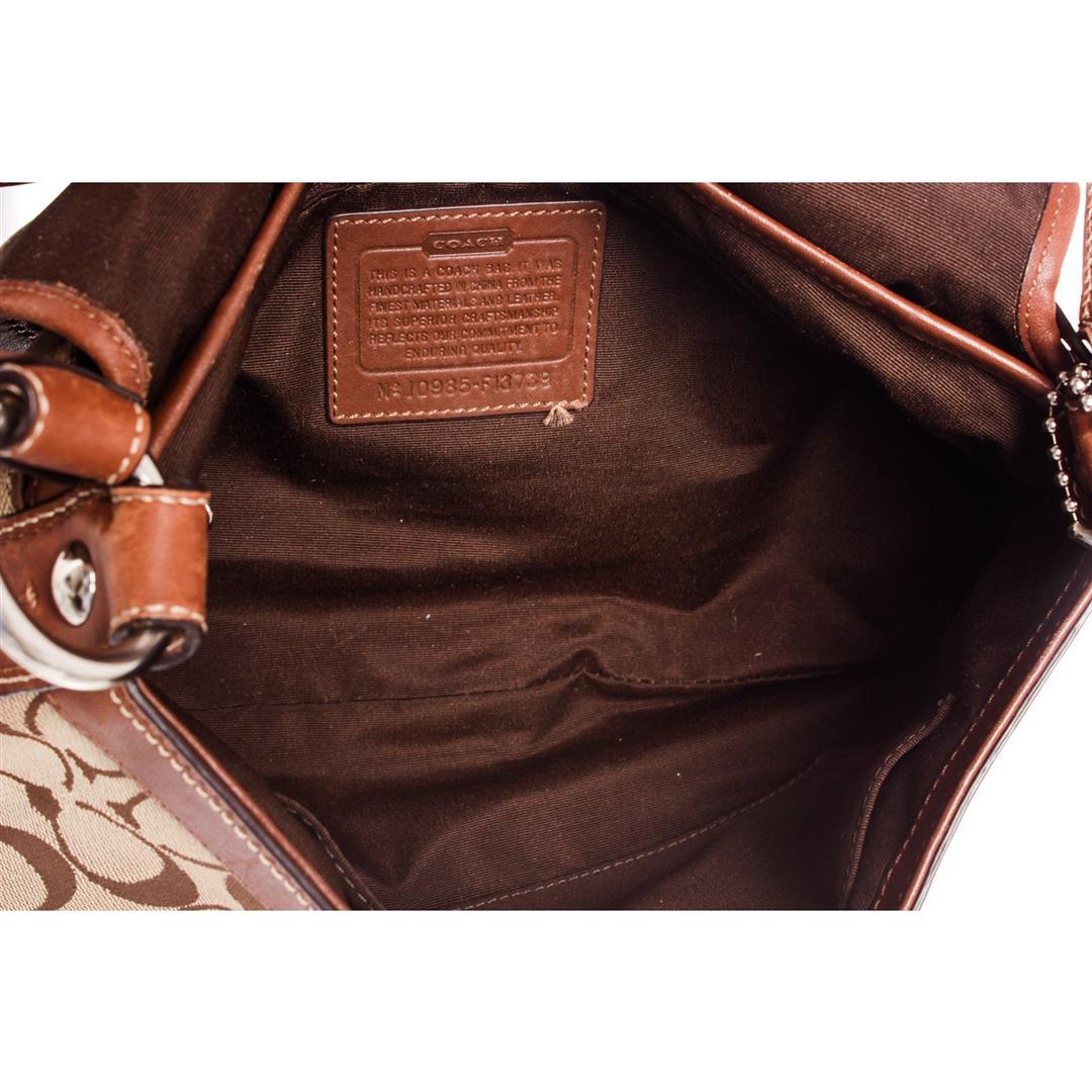 Coach Brown Monogram Canvas Leather Trim Shoulder Bag
