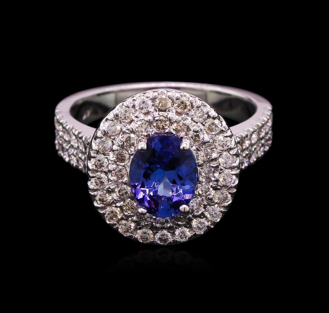 1.50 ctw Tanzanite and Diamond Ring - 14KT White Gold