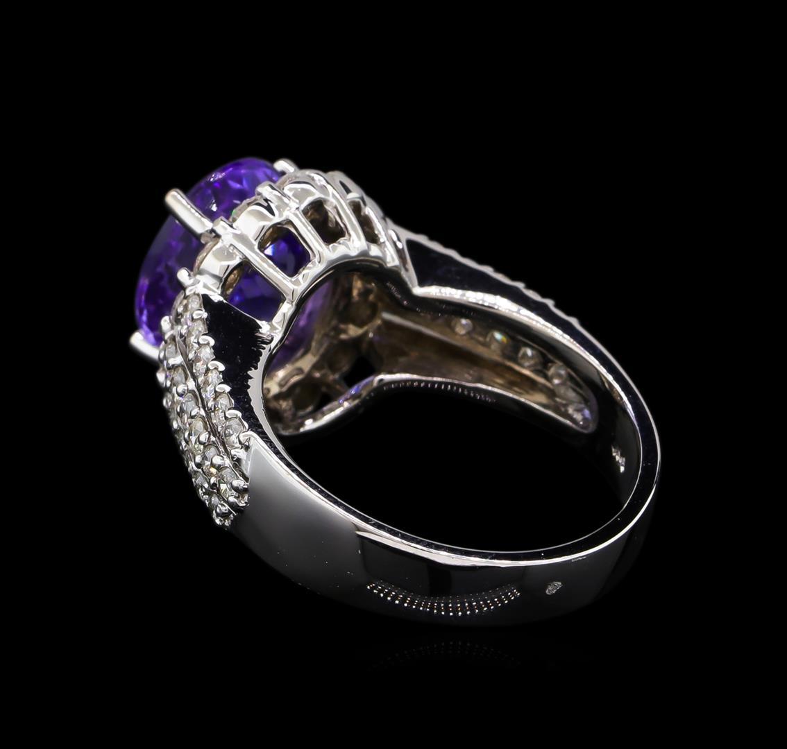 4.33 ctw Tanzanite and Diamond Ring - 14KT White Gold