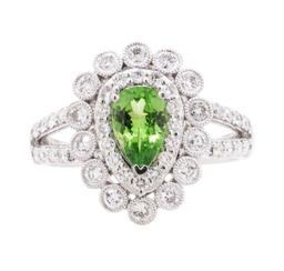 1.28 ctw Tsavorite and Diamond Ring - Platinum