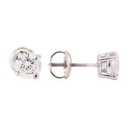 1.02 ctw Diamond Stud Earrings - 14KT White Gold