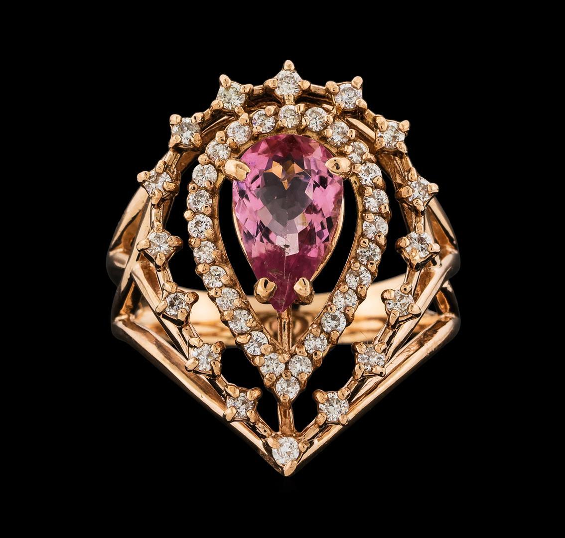 1.21 ctw Pink Tourmaline and Diamond Ring - 14KT Rose Gold