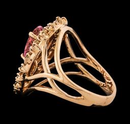1.21 ctw Pink Tourmaline and Diamond Ring - 14KT Rose Gold