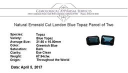67.94 ctw. Natural Emerald Cut London Blue Topaz Parcel of Two