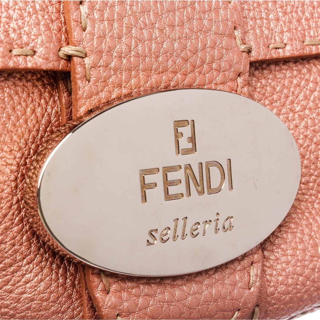 Fendi Metallic Pink Leather Selleria Baguette Bag