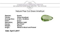 36.32 ct. Natural Pear Cut Green Amethyst