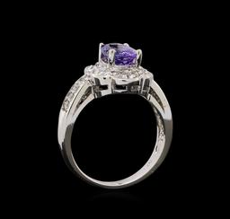 14KT White Gold 1.49 ctw Tanzanite and Diamond Ring