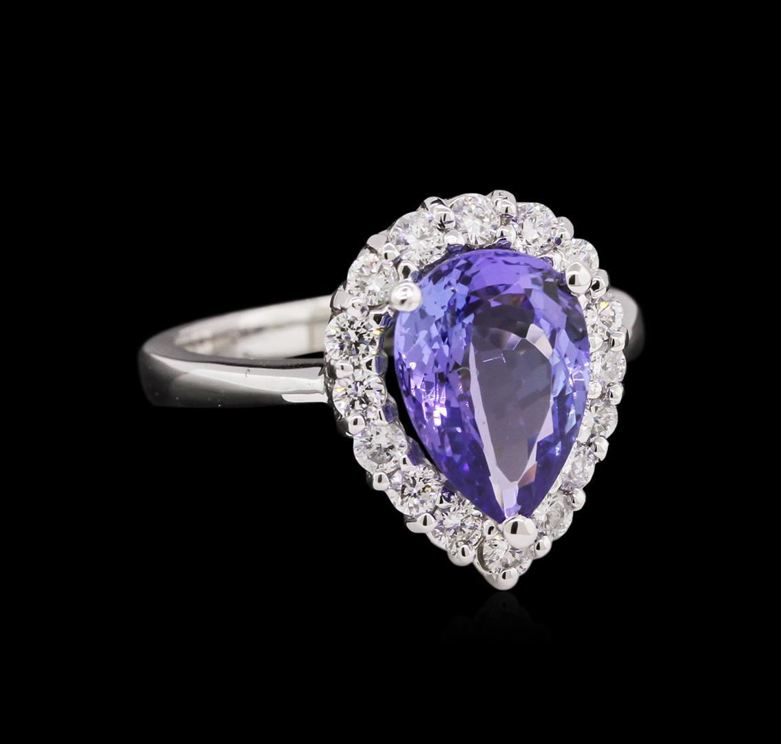 2.62 ctw Tanzanite and Diamond Ring - 14KT White Gold