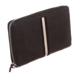 Bally Black Leather Long Zipper Wallet