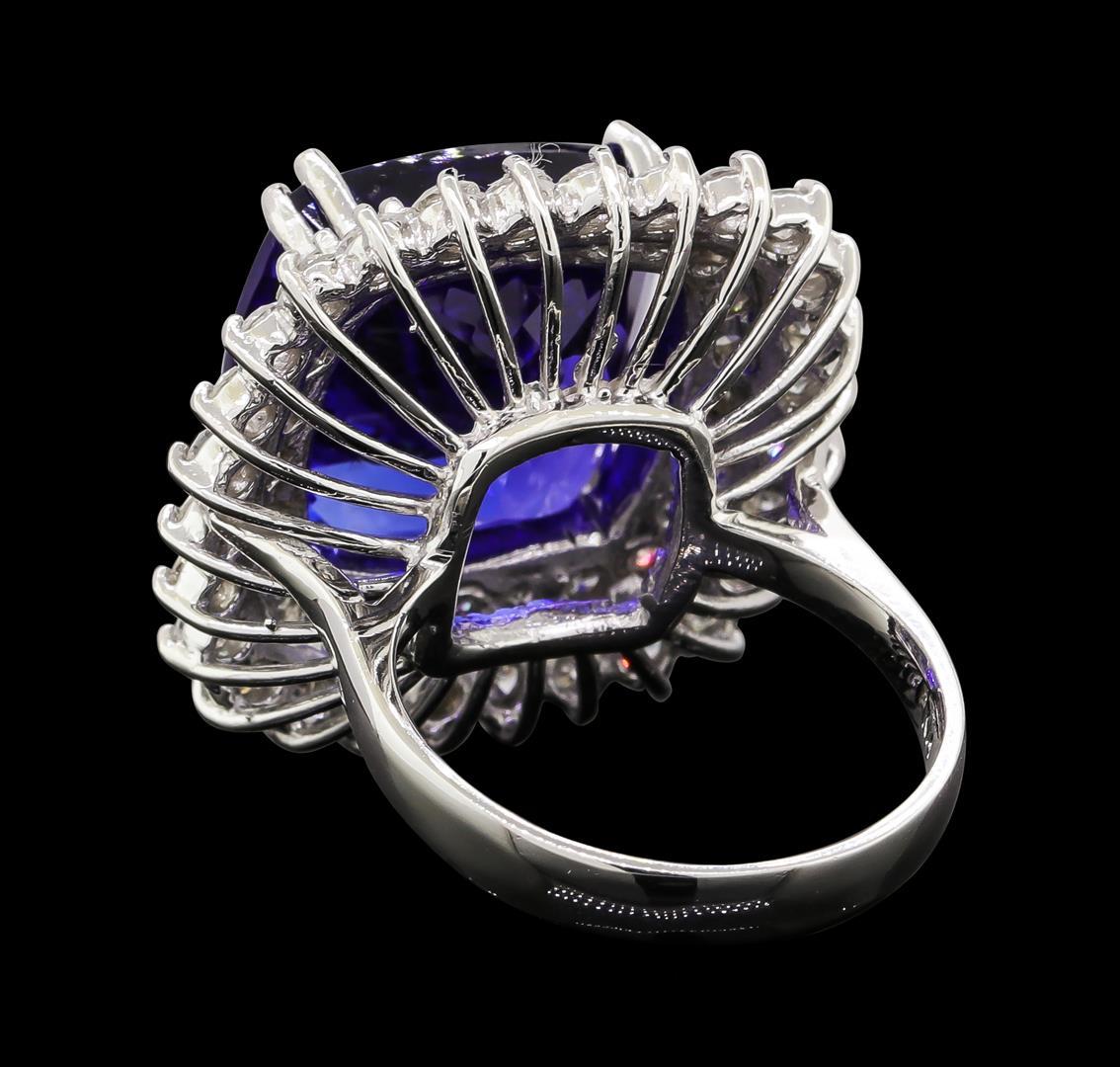 GIA Cert 16.92 ctw Tanzanite and Diamond Ring - 14KT White Gold