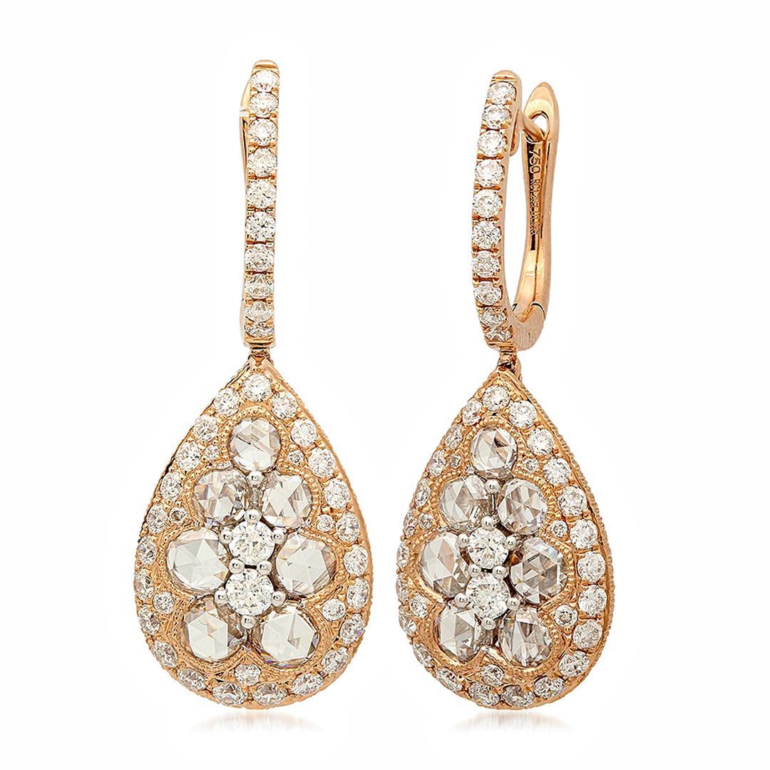 18k Rose Gold 2.29CTW Diamond Earrings, (VS/G)