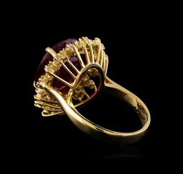 10.98 ctw Ruby and Diamond Ring - 14KT Yellow Gold