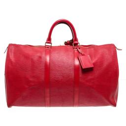 Louis Vuitton Red Epi Leather Keepall 55 cm Duffle Bag Luggage