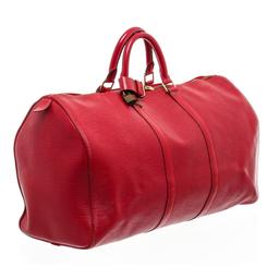 Louis Vuitton Red Epi Leather Keepall 55 cm Duffle Bag Luggage