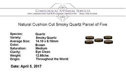 12.68 ctw. Natural Cushion Cut Smoky Quartz Parcel of Five