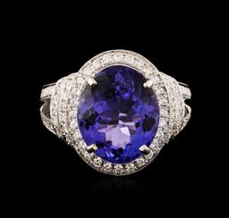 18KT White Gold 7.20 ctw Tanzanite and Diamond Ring