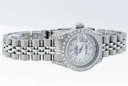 Rolex Ladies Stainless Steel 26MM MOP Diamond Lugs Datejust Wristwatch