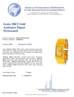 Audemars Piguet 18KT Yellow Gold Men's Watch