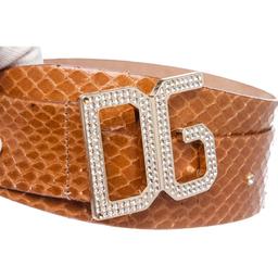 Dolce & Gabbana Brown Snakeskin Rhinestone Buckle Belt