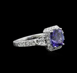 2.62 ctw Tanzanite and Diamond Ring - 14KT White Gold