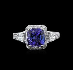 2.62 ctw Tanzanite and Diamond Ring - 14KT White Gold