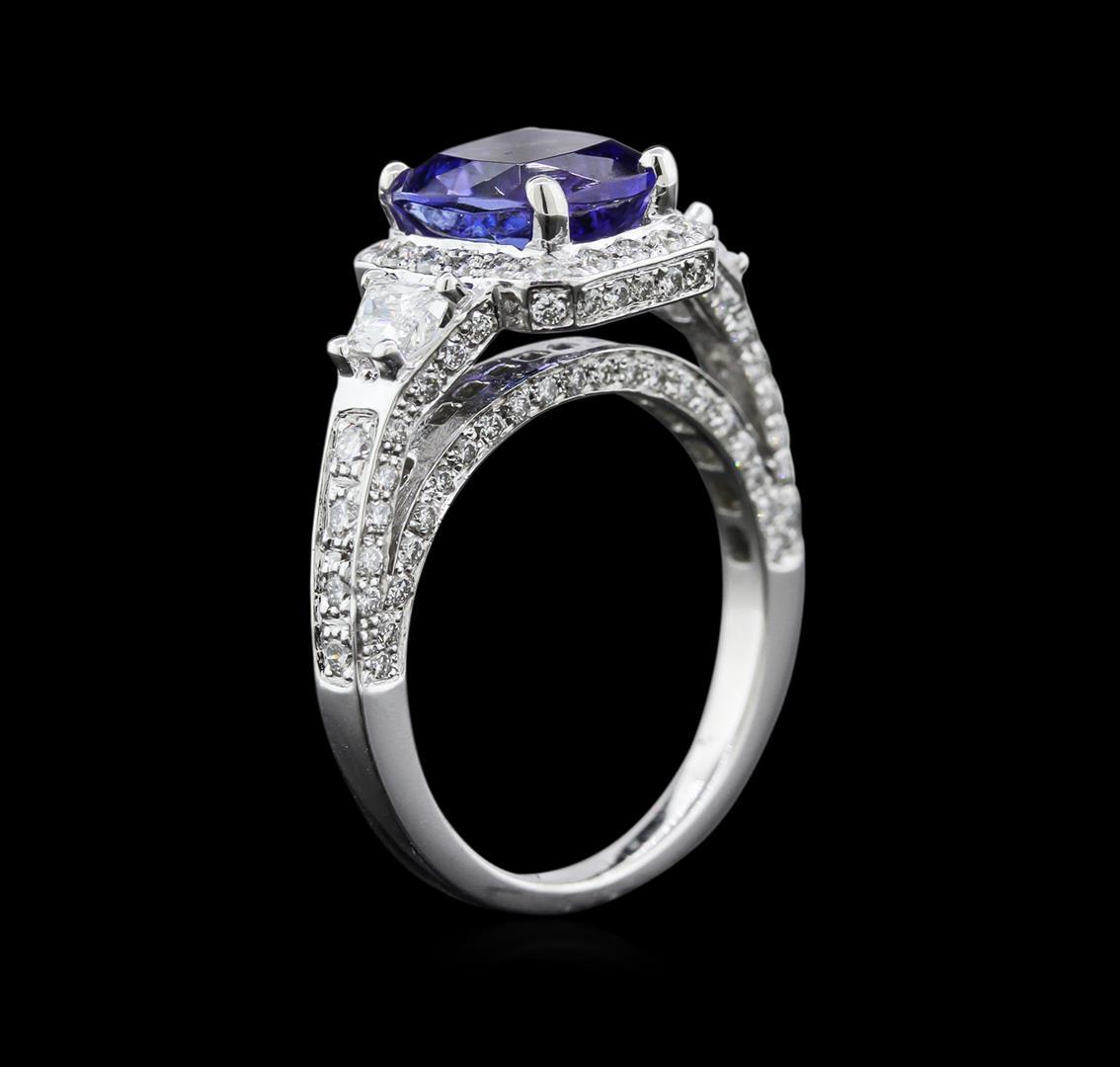 2.62 ctw Tanzanite and Diamond Ring - 14KT White Gold