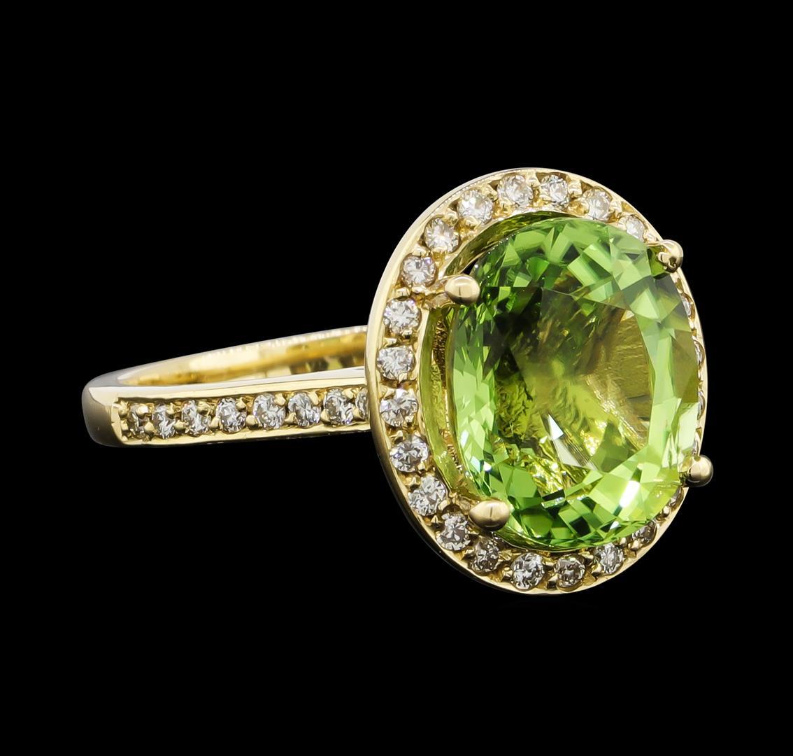 4.82 ctw Beryl and Diamond Ring - 14KT Yellow Gold