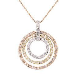 1.70 ctw Diamond Pendant And Chain - 14KT Rose, White And Yellow Gold