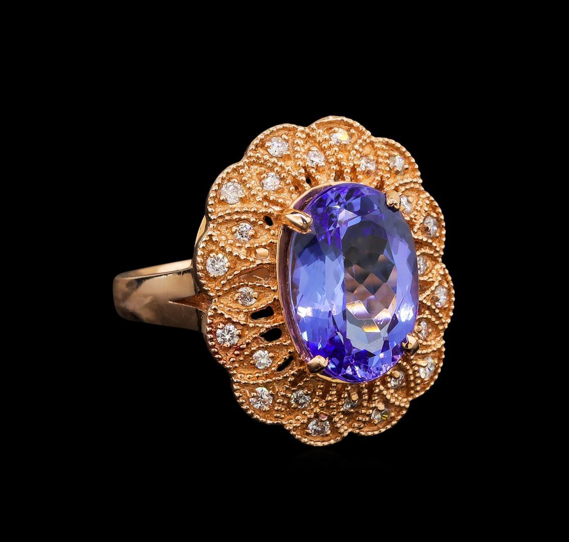 14KT Rose Gold 5.34 ctw Tanzanite and Diamond Ring