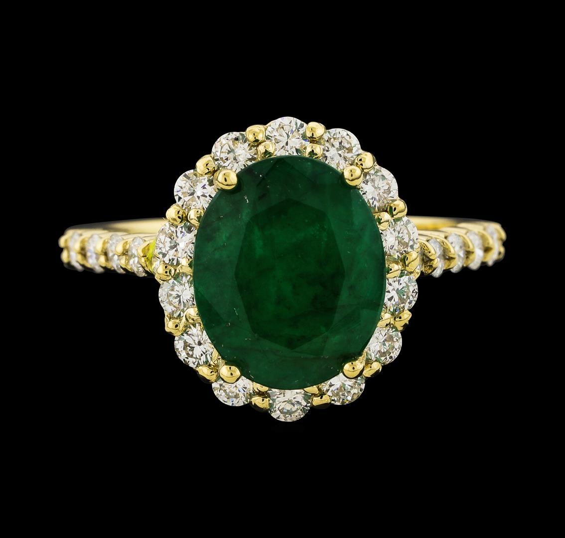 3.37 ctw Emerald and Diamond Ring - 14KT Yellow Gold