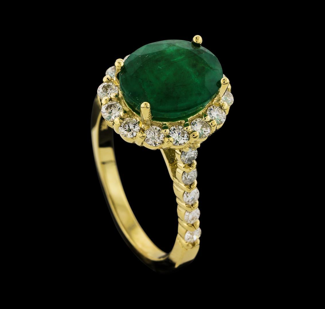 3.37 ctw Emerald and Diamond Ring - 14KT Yellow Gold