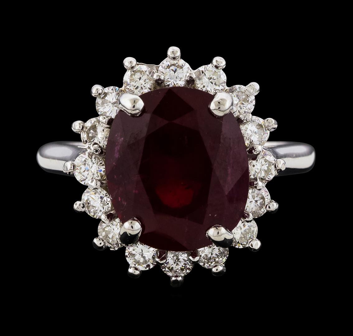 7.28 ctw Ruby and Diamond Ring - 14KT White Gold