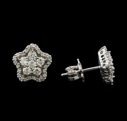 0.81 ctw Diamond Earrings - 14KT White Gold