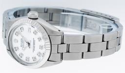 Rolex Ladies Stainless Steel White Diamond 26MM Oyster Band Datejust Wristwatch