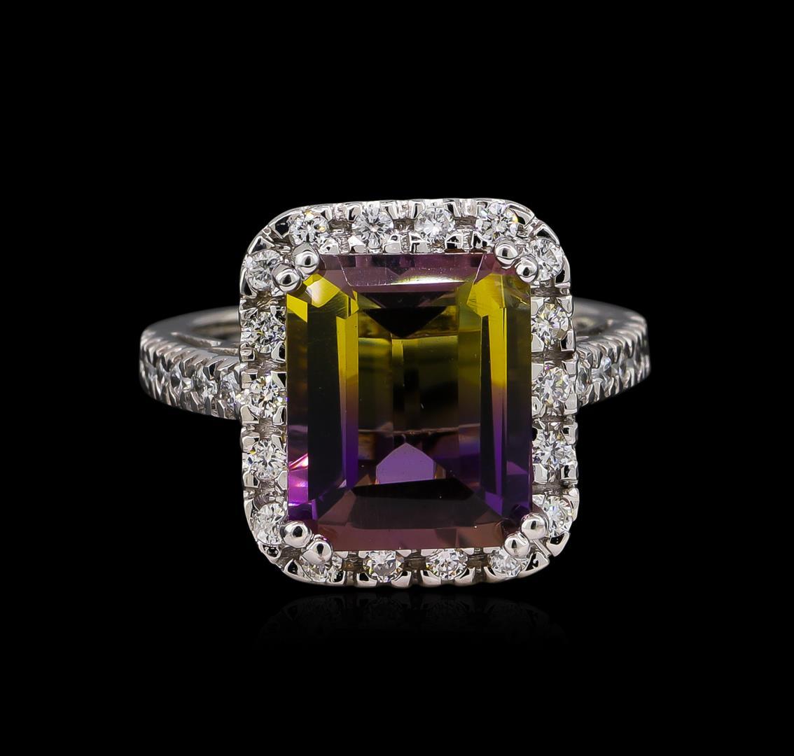 5.88 ctw Ametrine and Diamond Ring - 14KT White Gold