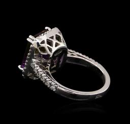 5.88 ctw Ametrine and Diamond Ring - 14KT White Gold