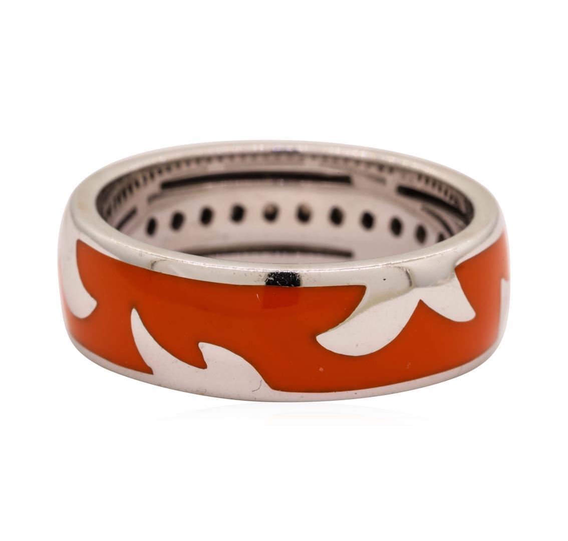 Leo Wittwer 18KT White Gold Ring with Orange Enamel