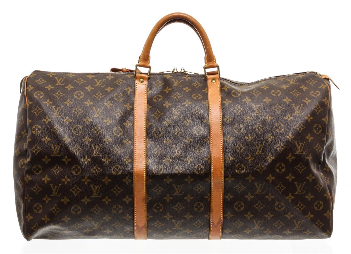 Louis Vuitton Monogram Canvas Leather Keepall 55 cm Duffle Bag Luggage