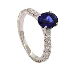 2.18 ctw Sapphire and Diamond Ring - 18KT White Gold