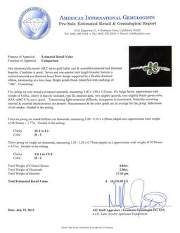 4.05 ctw Emerald and Diamond Bracelet - 14KT White Gold