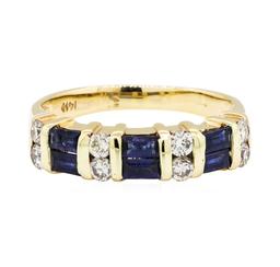 0.60 ctw Sapphire and Diamond Ring - 14KT Yellow Gold