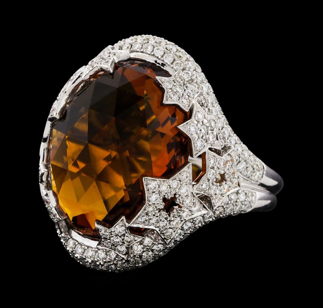 14.00 ctw Citrine and Diamond Ring - 14KT White Gold