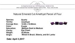 22.53 ctw. Natural Emerald Cut Amethyst Parcel of Four