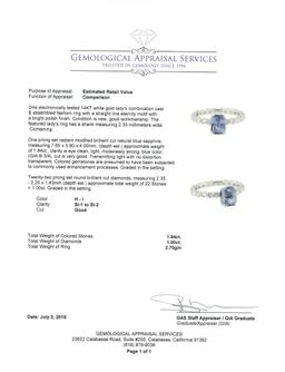 2.84 ctw Sapphire and Diamond Ring - 14KT White Gold